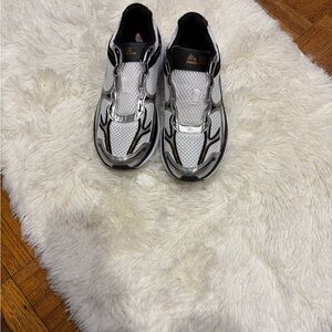 Reebok Metallic Silver and White Slip-On Athletic Shoes